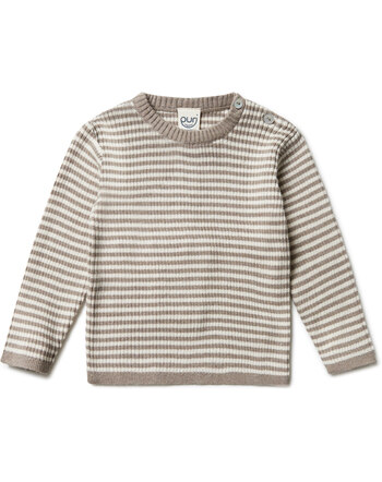 Puri Organic Strickpullover geringelt aus Bio-Baumwolle/Seide - Taupe/Natur