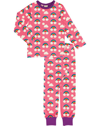 Maxomorra Pyjama Set Shirt und Hose lang RAINBOW pink GOTS