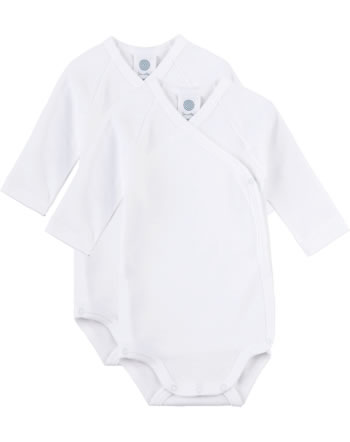 Sanetta Set of 2 Baby wrapover bodys long sleeve white 321861-10 GOTS