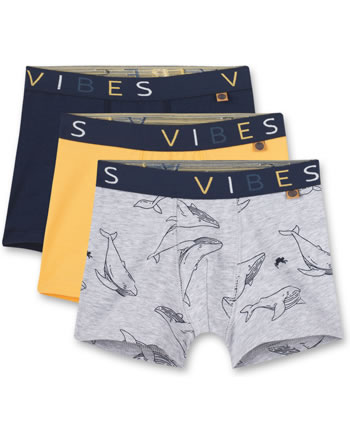 Sanetta Boxer Shorts 3 pièces gris/bleu/jaune 335630-1646 GOTS