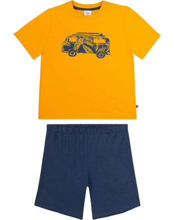 Sanetta Jungen Pyjama/Schlafanzug kurz BULLI blau/orange 232811-2178 GOTS