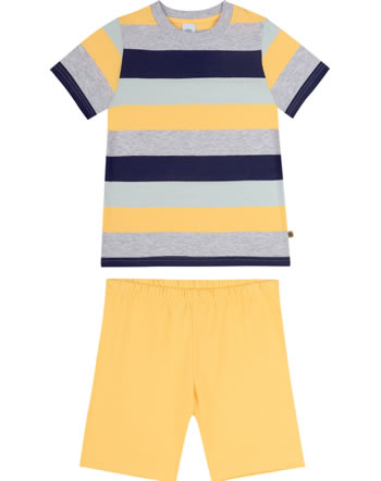 Sanetta Jungen Pyjama/Schlafanzug kurz gelb/blau/grau gestreift 232855-2404