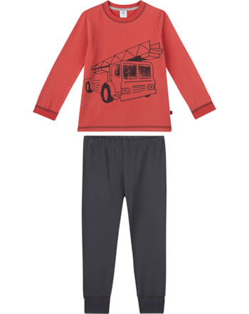 Sanetta Jungen Pyjama/Schlafanzug lang FEUERWEHR rot/schwarz 233025-3498 GOTS