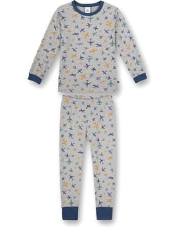 Sanetta Jungen Pyjama/Schlafanzug lang FLUGZEUG blau/grau 232538-1591