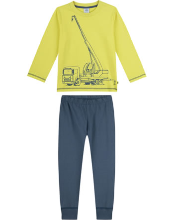 Sanetta Jungen Pyjama/Schlafanzug lang KRAN sour lemon 232868-22015 GOTS