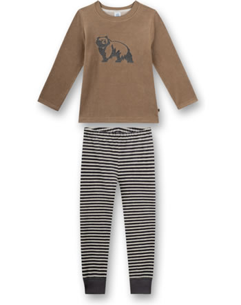 Sanetta Jungen Pyjama/Schlafanzug Nicki BÄR brown tobacco 232806-18052 