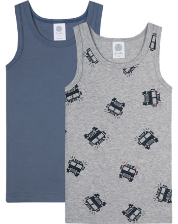 Sanetta Double pack boys undershirt blue/white 335478-1948