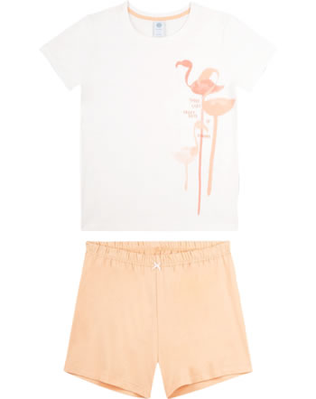 Sanetta Mädchen Pyjama/Schlafanzug kurz orange/weiß