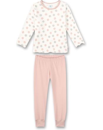 Sanetta Mädchen Pyjama/Schlafanzug lang white pebble 232571-1948