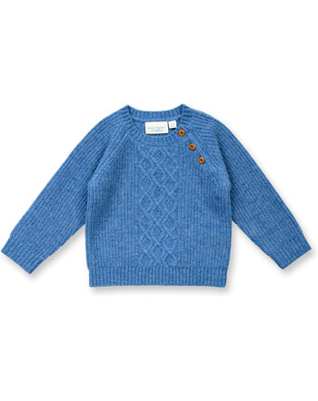 Sense Organics Baby-Strick-Pullover 'Diboo' aus 100 % Merinowolle - Denim Melange