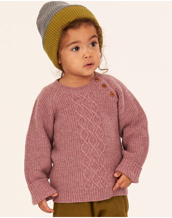 Sense Organics Baby-Strick-Pullover 'Diboo' aus 100 % Merinowolle - Mauve Melange