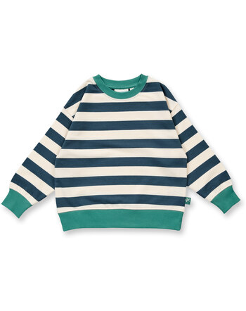 Sense Organics Frühjahrs-Sweater/Pullover 'Dari' mit Streifen aus Bio-Baumwolle - Deep Petrol Stripes