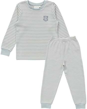 Sense Organics Kids-Pyjamaset 'Junis' aus Bio-Baumwolle - Icegrey Stripes + Owl