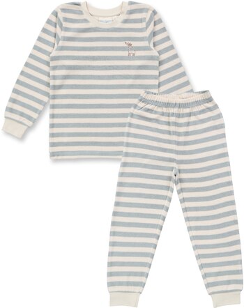 Sense Organics Kids-Pyjamaset 'Long John' aus Bio-Baumwolle - Icegrey Stripes + Deer 🦌
