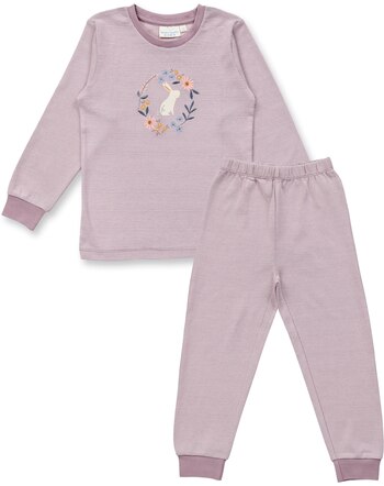 Sense Organics Kids-Pyjamaset 'Long John' aus Bio-Baumwolle - Mauve Stripes + Bunny