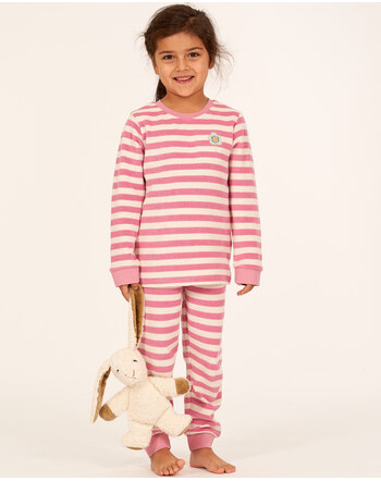 Sense Organics Schlafanzug/Pyjama 'Long John' aus 100 % Bio-Baumwollfrottee - Dusty Pink Stripes