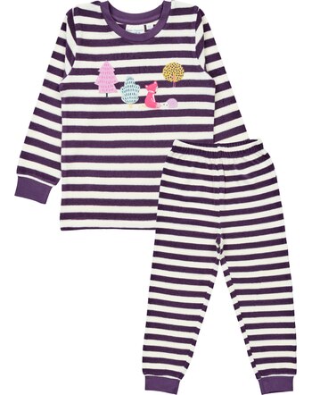 Sense Organics Schlafanzug/Pyjama 'Long John' aus 100 % Bio-Baumwollfrottee - Dark Plum Stripes