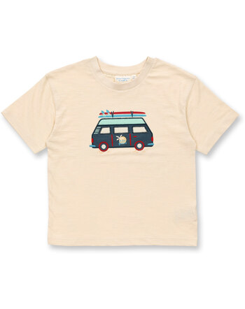 Sense Organics T-Shirt 'Anton' mit Surfer-Bulli Print aus Bio-Baumwolle - Light Beige + Camper