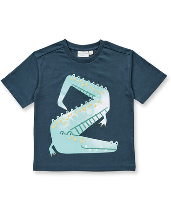 Sense Organics T-Shirt 'Oswin' mit Krokodil-Print aus Bio-Baumwolle - Deep Petrol + Crocodile