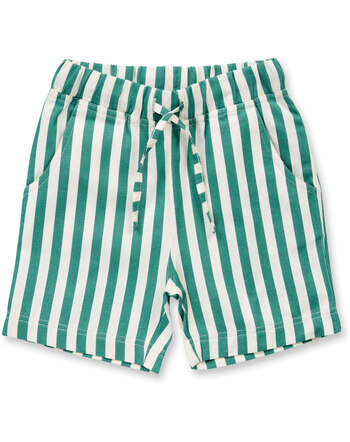 Sense Organics Twill-Shorts 'Ressad' aus Bio-Baumwolle - Emerald Green Stripes