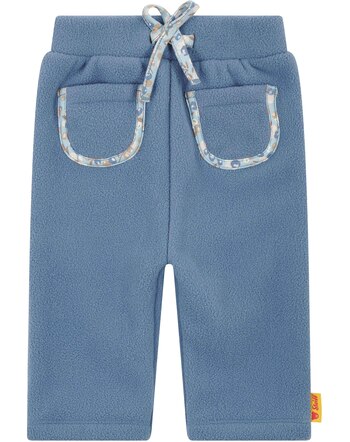 Steiff Baby-Fleece-Bundhose mit Blumendetails - Stonewash