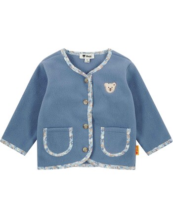 Steiff Baby-Fleece-Jacke mit Blumendetails - Stonewash