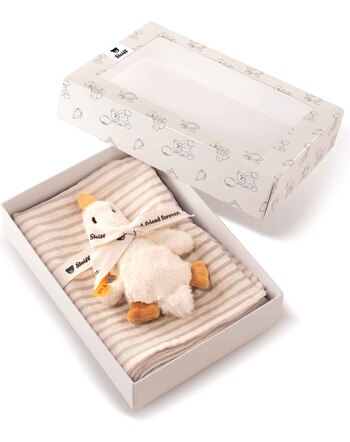 Steiff Baby-Geschenkset 'Gilda Gans' mit Rassel-Greifling und Spucktuch