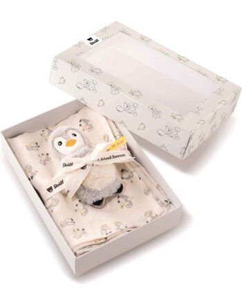 Steiff Baby-Geschenkset 'Lio Pinguin' mit Rassel-Greifling und Spucktuch