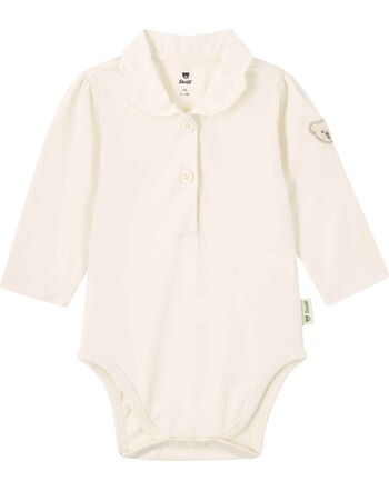 Steiff Baby-Langarm-Body aus Baumwolle mit Kragen und Knopfleiste - Eggnog