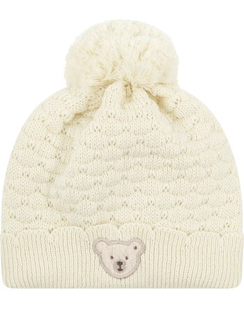 Steiff Baby-Strick-Mütze aus 100% Baumwolle mit Bommel - Eggnog