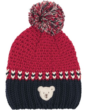 Steiff Baby-Strick-Mütze aus Baumwolle mit Bommel - Jester Red