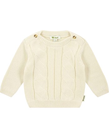 Steiff Baby-Strick-Pullover aus 100% Baumwolle Zopfstrick - Eggnog