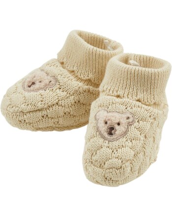 Steiff Baby-Strick-Schühchen aus 100% Baumwolle - Eggnog