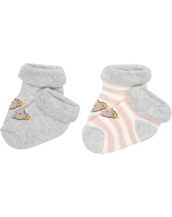 Steiff Frottee-Baby-Socken 2er Set BASIC silver pink