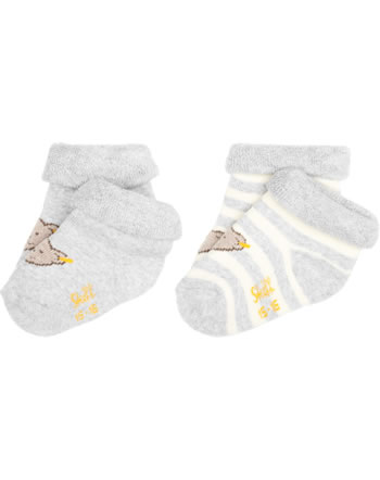Steiff Frottee-Baby-Socken 2er Set soft grey melange 31019-9007 GOTS