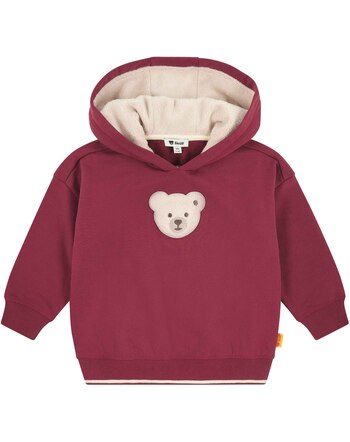 Steiff Thermo-Hoodie aus Baumwolle mit Quietsche-Bär - Ruby Wine