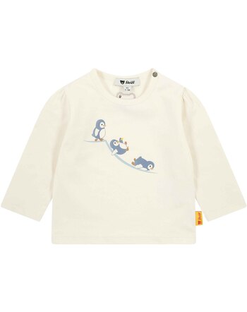 Steiff Langarmshirt aus Baumwolle mit rutschenden Pinguinen - Eggnog