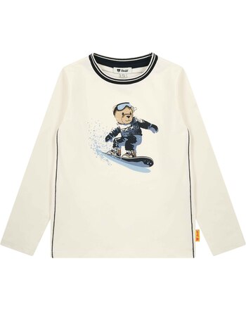 Steiff Langarmshirt aus Baumwolle mit Snowboarder - Eggnog