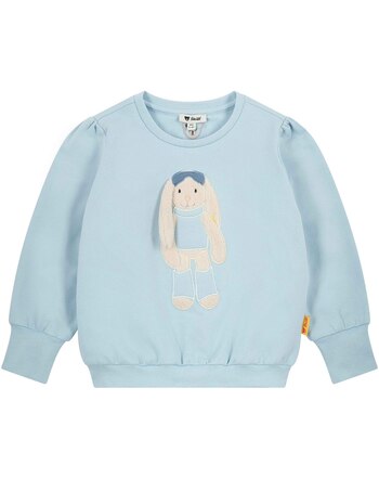 Steiff Pullover aus Baumwolle mit Skifahrer Hoppie-Hase - Cashmere Blue