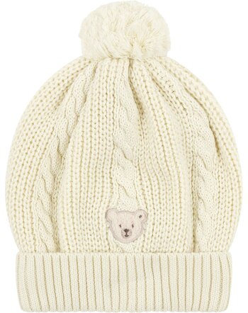 Steiff Strick-Mütze aus 100% Baumwolle mit Bommel - Eggnog