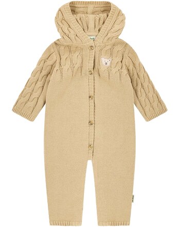 Steiff Strick-Strampler aus 100% Baumwolle mit Kapuze - Sesame