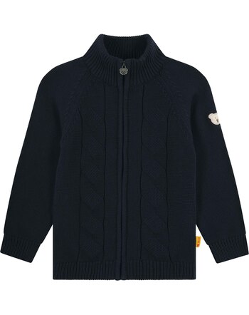 Steiff Strickjacke aus 100% Baumwolle mit Stehkragen - Steiff Navy