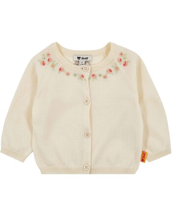 Steiff Strickjacke aus Baumwolle und Kaschmir mit Blumenstickerei - Buttercream Melange