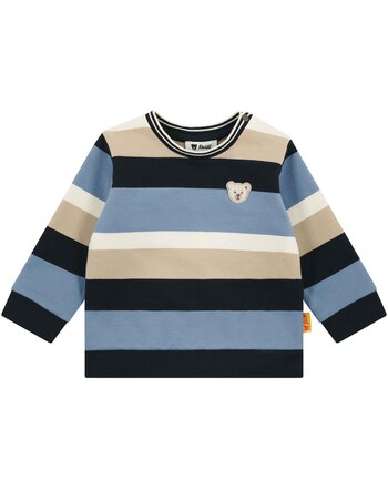 Steiff Baby-Sweatshirt aus Baumwolle mit Blockstreifen - Stonewash