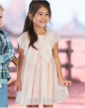 Steiff Tüll-Kleid mit Blumen-Stickereien - Pearl Blush