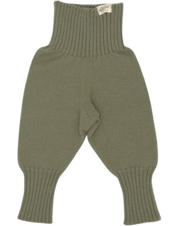 Strickgut Baby-Bundhose zum Mitwachsen aus Merinowolle - Olive
