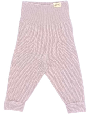 Strickgut Baby-Hose mit Reiskorn-Strickmuster aus Merinowolle - Rose