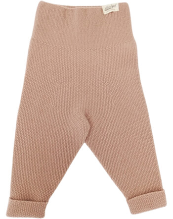 Strickgut Baby-Hose mit Reiskorn-Strickmuster aus Merinowolle - Puder
