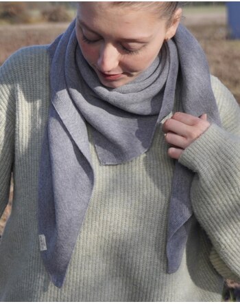 Strickgut Damen-Dreieckstuch 140 x 70 cm aus Merinowolle - Grau