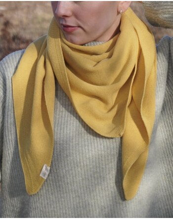 Strickgut Damen-Dreieckstuch 140 x 70 cm aus Merinowolle - Honig